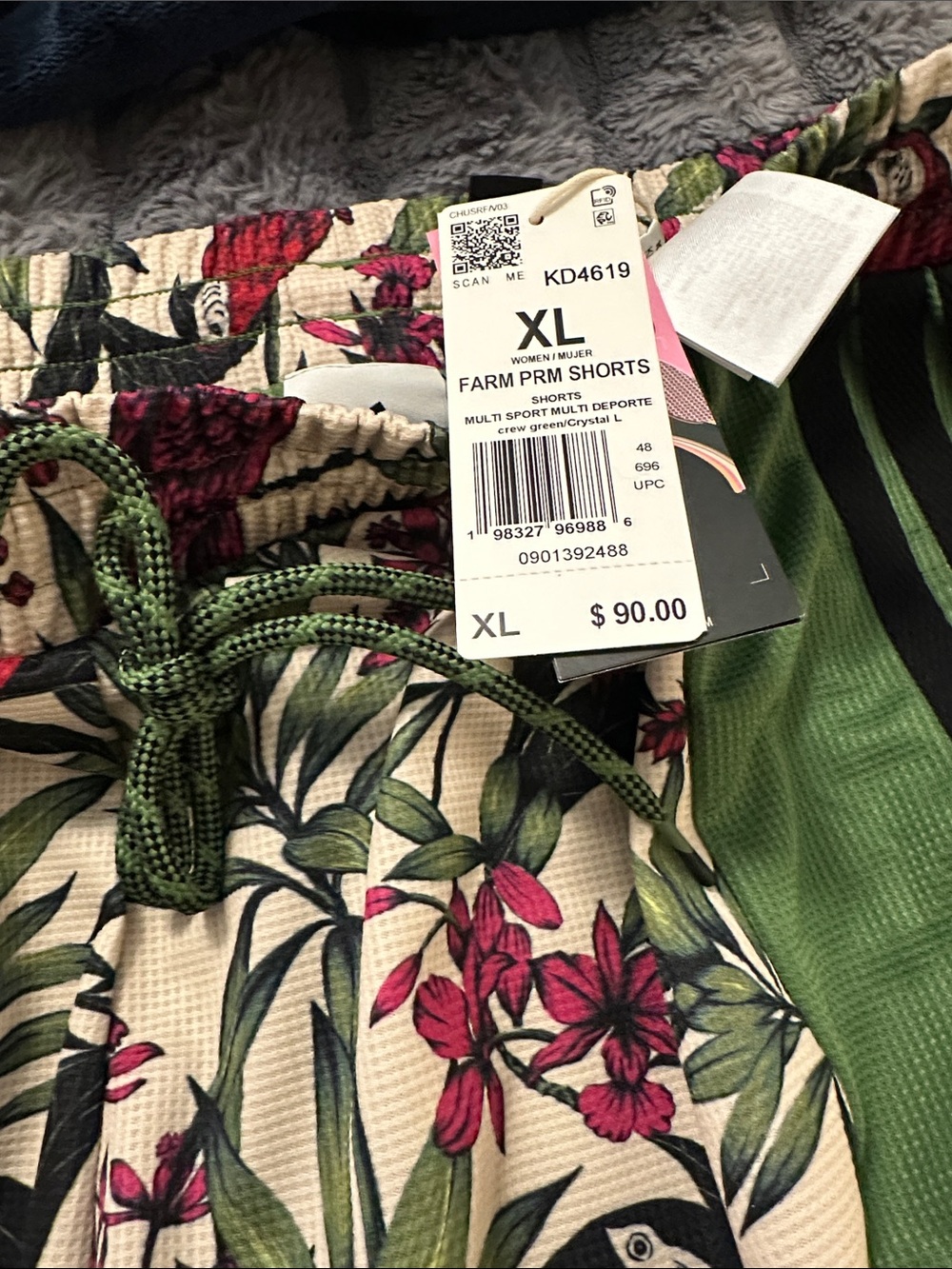 Adidas Farm Rio Tropical Parrot Print Athletic Shorts with Green Panels - XL - Picture 2 of 5